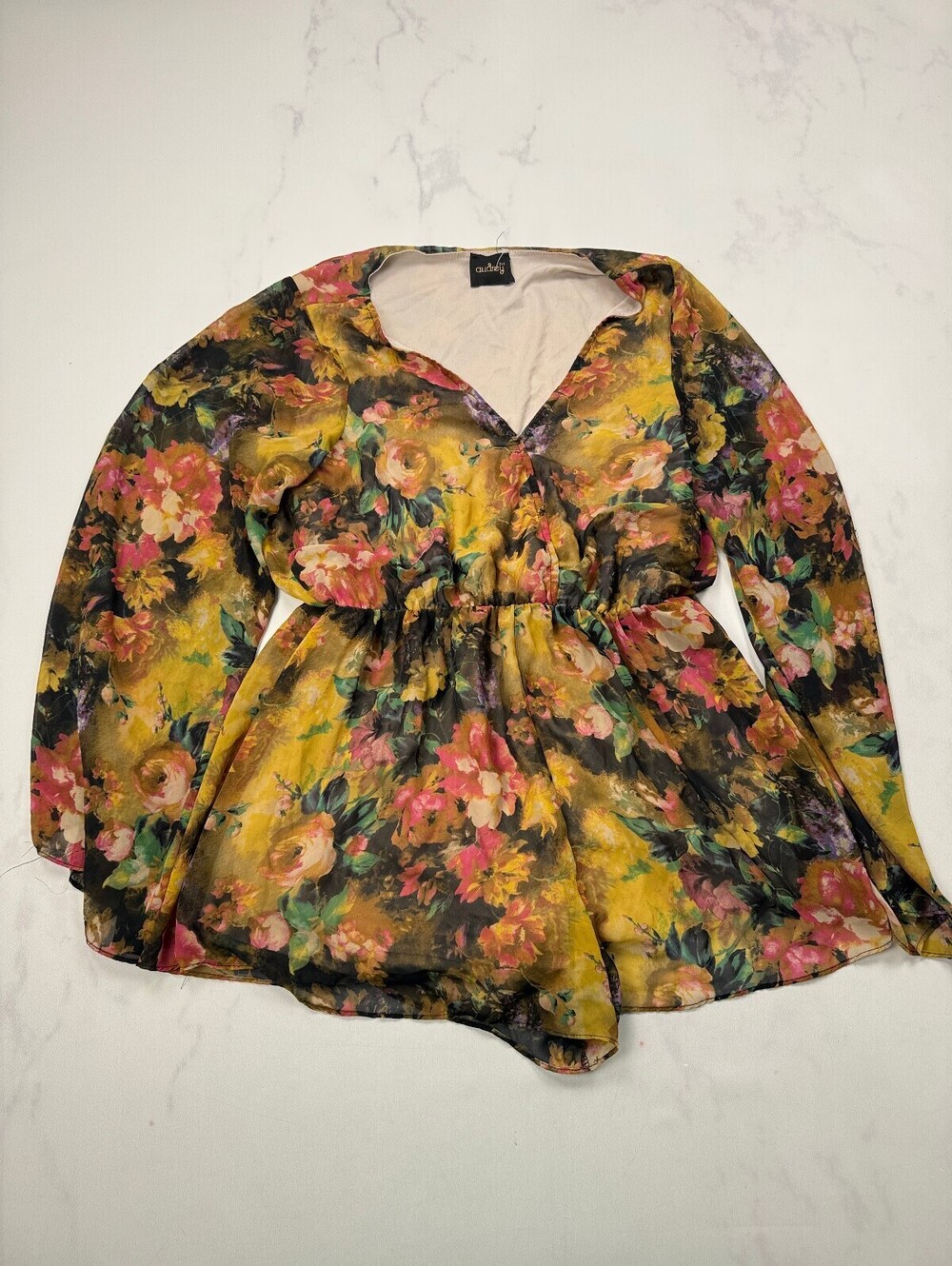 Audrey 3+1 Printed One-Piece Mustard 90s Statement Piece - Women 6